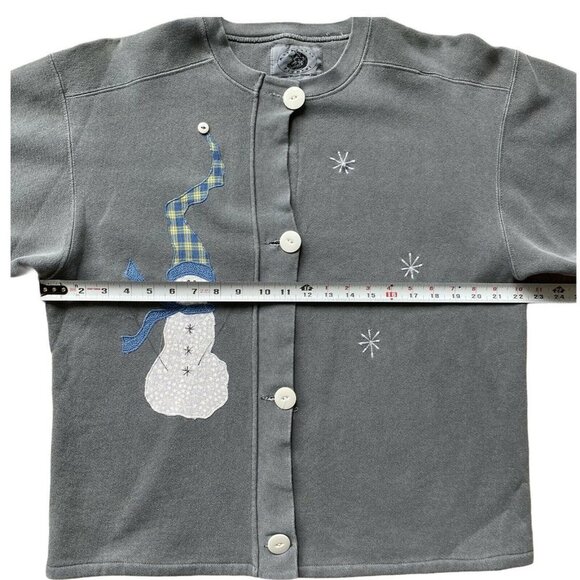 VINTAGE Authentic Pigment Cardigan Gray Snowman - Picture 5 of 9
